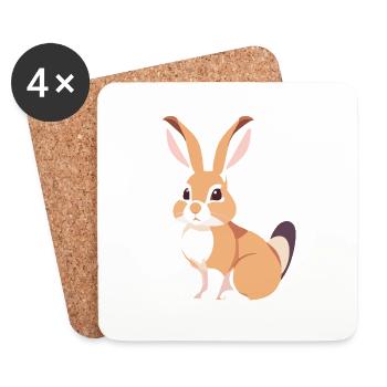 Bunny with long ears, cute rabbit - Coasters (set of 4) - white - Front