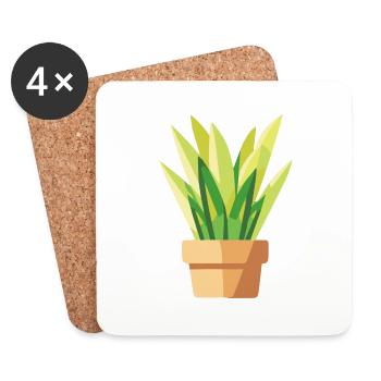Plant Green Potted Plant Leaves - Coasters (set of 4) - white - Front