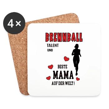 Brennball Spielerin Mama Brennballerin Mutter Frau - Untersetzer (4er-Set) - Weiß - Vorne