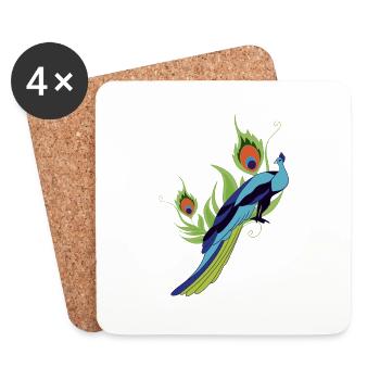 Pfau - Untersetzer (4er-Set) - Weiß - Vorne