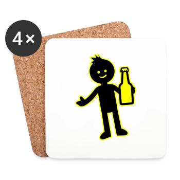 Beer Drinking Party Silhouette - Coasters (set of 4) - white - Front