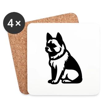 Icône du chien Akita Inu - Dessous de verre (lot de 4) - blanc - Devant