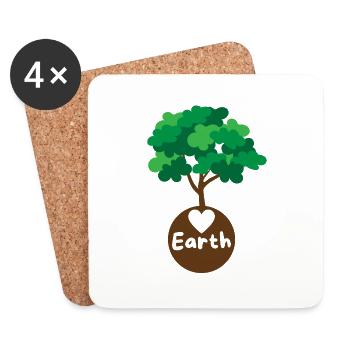 Tree on planet earth with a heart - Coasters (set of 4) - white - Front