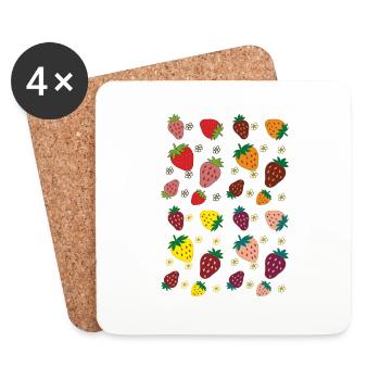 erdbeeren bunt - Untersetzer (4er-Set) - Weiß - Vorne