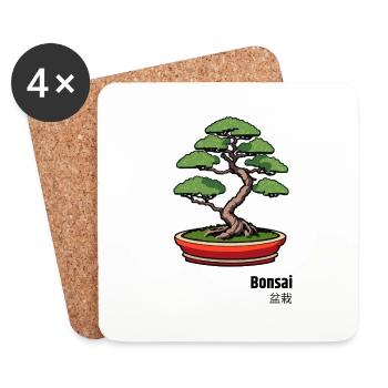 Bonsai Japan Baum - Untersetzer (4er-Set) - Weiß - Vorne