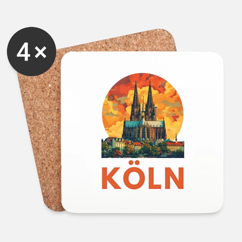 Köln "Kölner Dom" - Untersetzer (4er-Set) - Weiß
