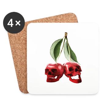 Skull Cherries Cherry - Coasters (set of 4) - white - Front