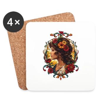 Jugendstil Art Art Nouveau - Untersetzer (4er-Set) - Weiß - Vorne
