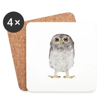 Hibou - Dessous de verre (lot de 4) - blanc - Devant