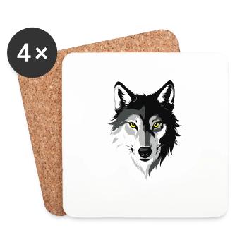 Wolfsblick - Untersetzer (4er-Set) - Weiß - Vorne