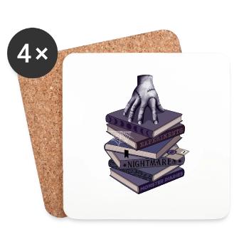 Zombie Hand auf Bücherstapel - Untersetzer (4er-Set) - Weiß - Vorne
