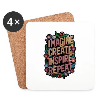 Imagine create inspire repeat - Coasters (set of 4) - white - Front
