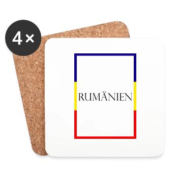 Rumänien România Statement Schriftzug mit Fahne - Untersetzer (4er-Set) - Weiß - Vorne