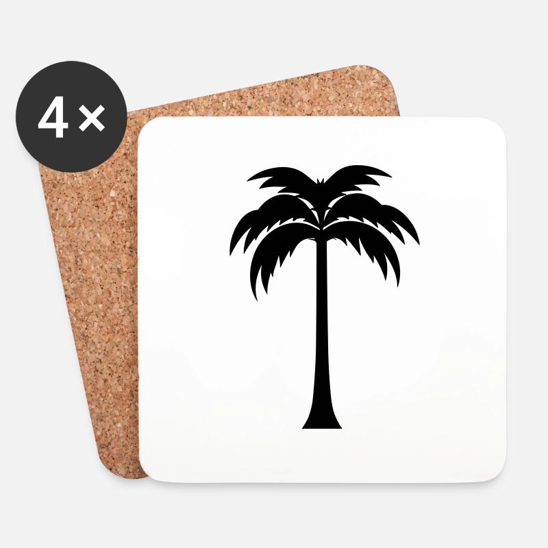 Palme - Untersetzer (4er-Set) - Weiß