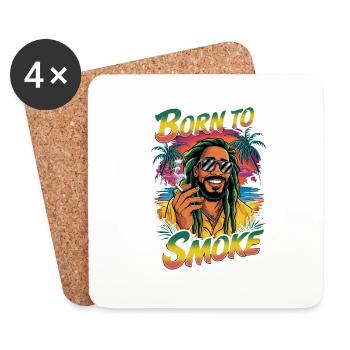 born to smoke - humour rasta et cannabis - Dessous de verre (lot de 4) - blanc - Devant