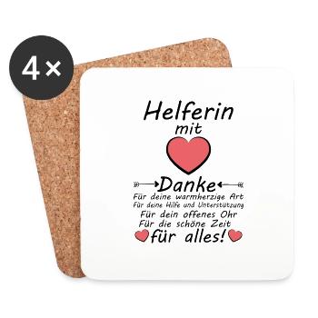 Danke sagen fleißige Helferin mit Herz für Alles - Untersetzer (4er-Set) - Weiß - Vorne