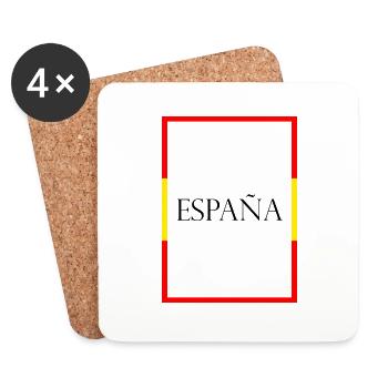 Spanien, España Statement Schriftzug mit Fahne - Untersetzer (4er-Set) - Weiß - Vorne