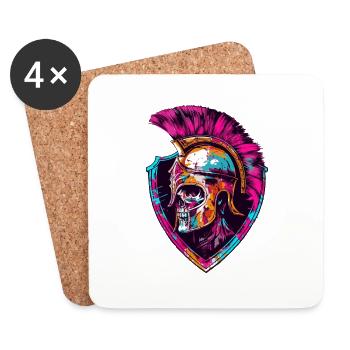 Spartaner Totenkopf Gladiator - Untersetzer (4er-Set) - Weiß - Vorne