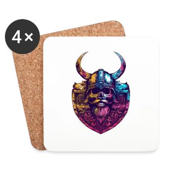 Wikinger Totenkopf - Untersetzer (4er-Set) - Weiß - Vorne