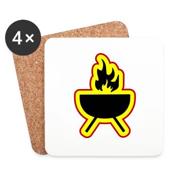 Grill Symbol Grillen - Untersetzer (4er-Set) - Weiß - Vorne