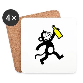 Fête de la bière de singe - Dessous de verre (lot de 4) - blanc - Devant