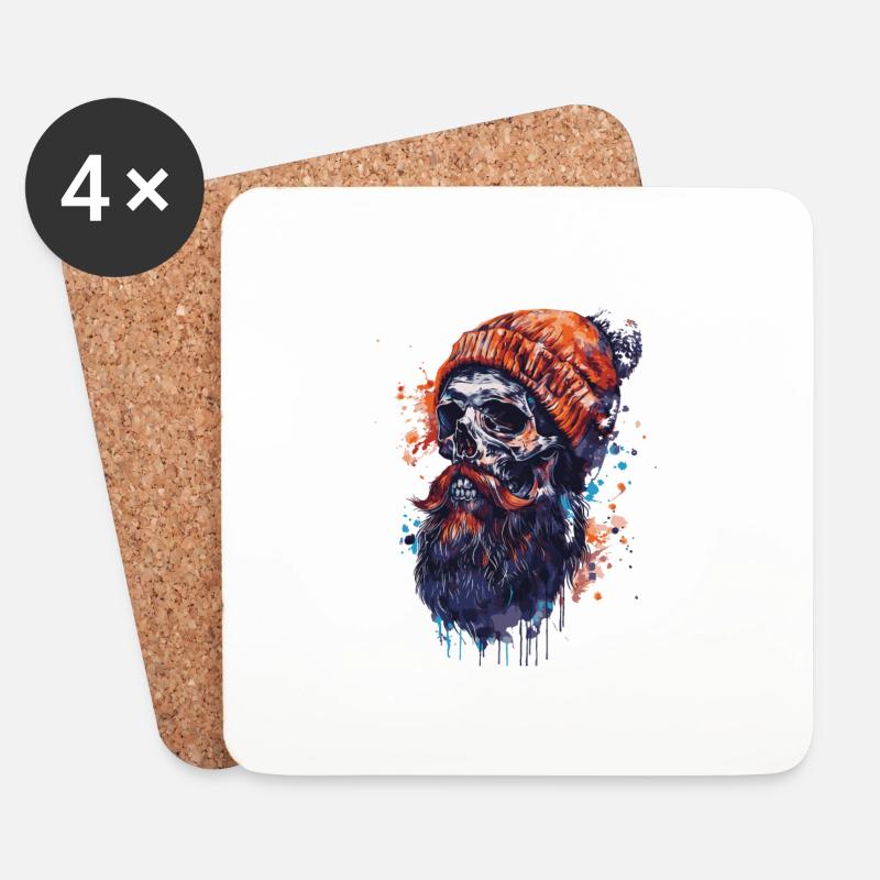 Holzfäller Totenkopf - Untersetzer (4er-Set) - Weiß