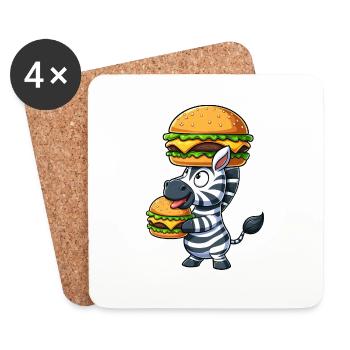 Hamburger zébré fantaisiste Cheeseburger - Dessous de verre (lot de 4) - blanc - Devant