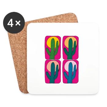 Cactus Mexique 4 plis - Dessous de verre (lot de 4) - blanc - Devant