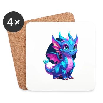 Mignon Dragon à écailles bleues - Dessous de verre (lot de 4) - blanc - Devant