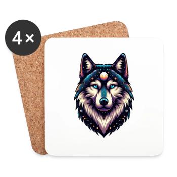 Spiritueller Wolf - Untersetzer (4er-Set) - Weiß - Vorne