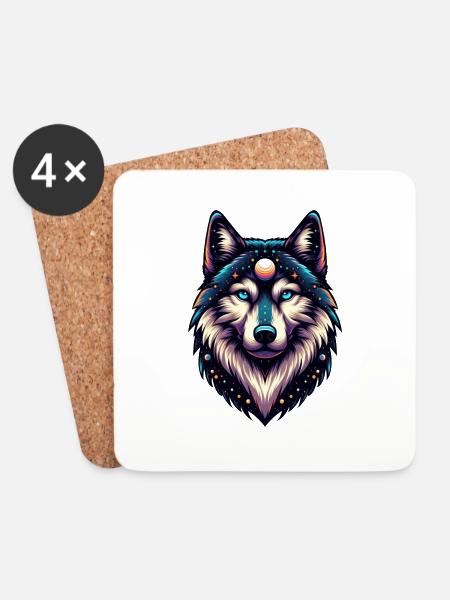 Spiritueller Wolf - Untersetzer (4er-Set) - Weiß