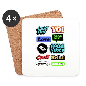 Comic graffiti speech bubbles - Coasters (set of 4) - white - Front