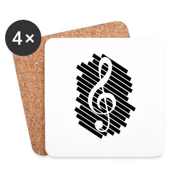 Musik Notenschlüssel Note Melodie Musiknote Audio - Untersetzer (4er-Set) - Weiß - Vorne