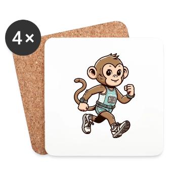 Singe marathonien mignon - Dessous de verre (lot de 4) - blanc - Devant