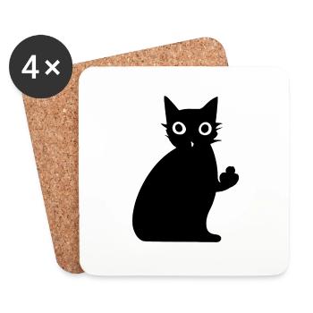 Katzenficken - Untersetzer (4er-Set) - Weiß - Vorne