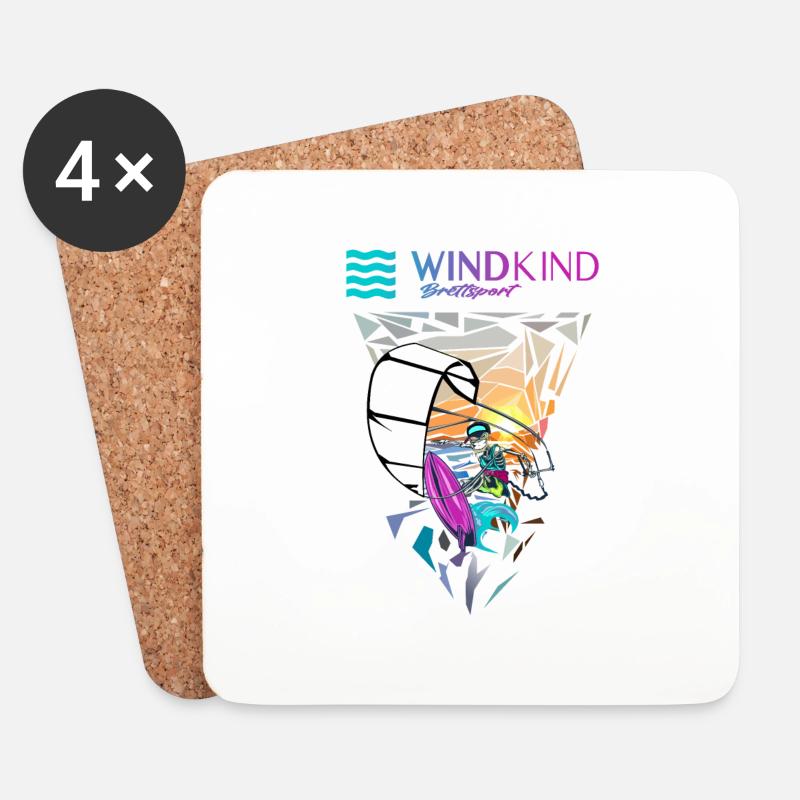 Kitesurfen - Untersetzer (4er-Set) - Weiß