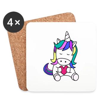 Cute unicorn with heart in hand// for children - Coasters (set of 4) - white - Front