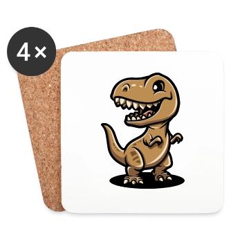 Bande dessinée Dinosaure T-Rex - Dessous de verre (lot de 4) - blanc - Devant