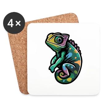 Chameleon Comic - Untersetzer (4er-Set) - Weiß - Vorne