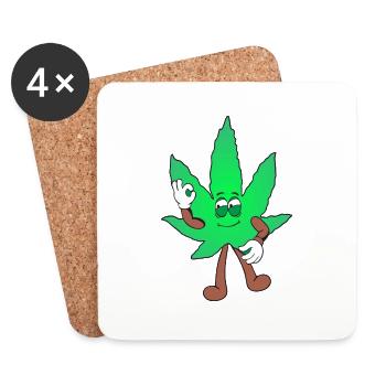Der Bloom - Weed Cannabis Stoned Hanf Marihuana - Untersetzer (4er-Set) - Weiß - Vorne