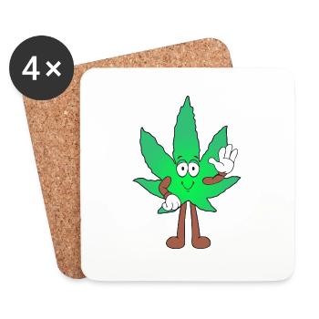 Der Bloom - Weed Cannabis Stoned Hanf Marihuana - Untersetzer (4er-Set) - Weiß - Vorne