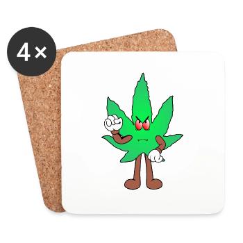 Der Bloom - Weed Cannabis Stoned Hanf Marihuana - Untersetzer (4er-Set) - Weiß - Vorne
