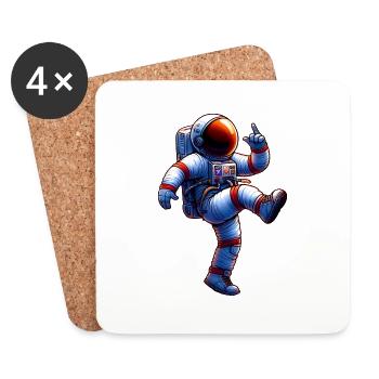 Happy Astronaut - Smile in Space - Coasters (set of 4) - white - Front