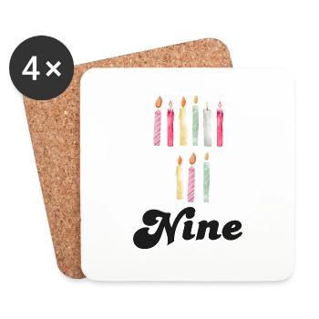 9e anniversaire bougie - Dessous de verre (lot de 4) - blanc - Devant