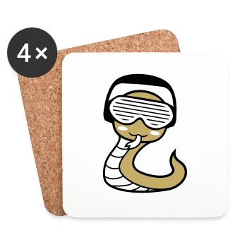 Mignon DJ serpent casque fête club musique Fun - Dessous de verre (lot de 4) - blanc - Devant