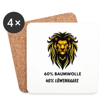 Fun T-Shirt 60% Baumwolle 40% Löwenhaare - Untersetzer (4er-Set) - Weiß - Vorne