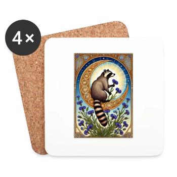 Raton-laveur - Dessous de verre (lot de 4) - blanc - Devant