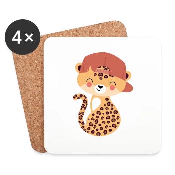 Leopard with capy - Coasters (set of 4) - white - Front