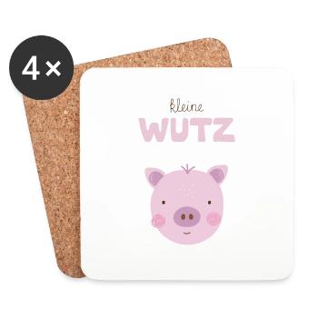 Petit Cochon Fille Rose Anniversaire Chambre d’enfant - Dessous de verre (lot de 4) - blanc - Devant