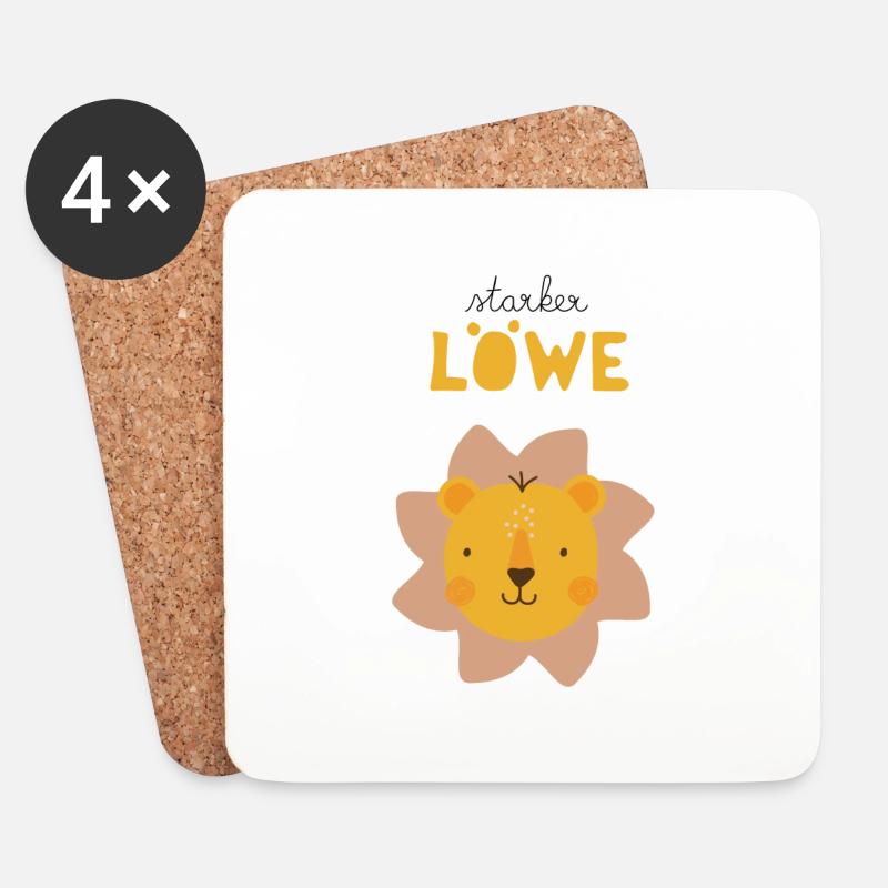 Starker Loewe gelb orange Kinder Kinderzimmer - Untersetzer (4er-Set) - Weiß